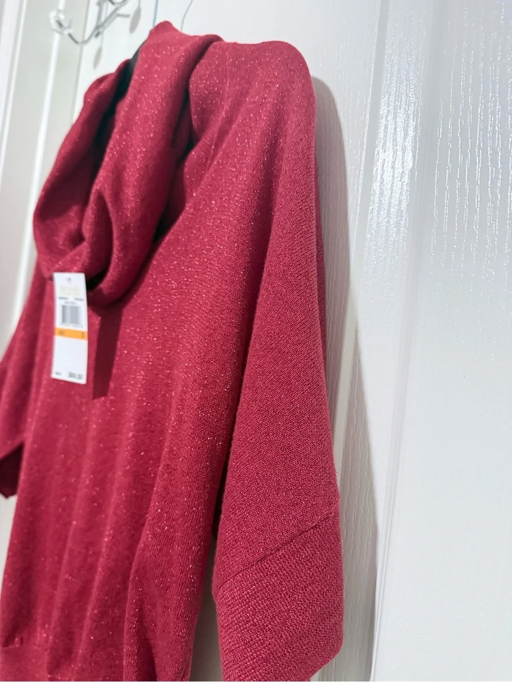 NWT Michael Michael Kors Women’s Red Blaze Shimmer Cowl Neck Sweater Size Small